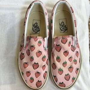 Vans Women’s Pink Strawberry Print Slip-On Sneakers